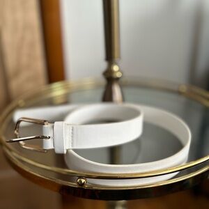 Elegant White Leather Belt